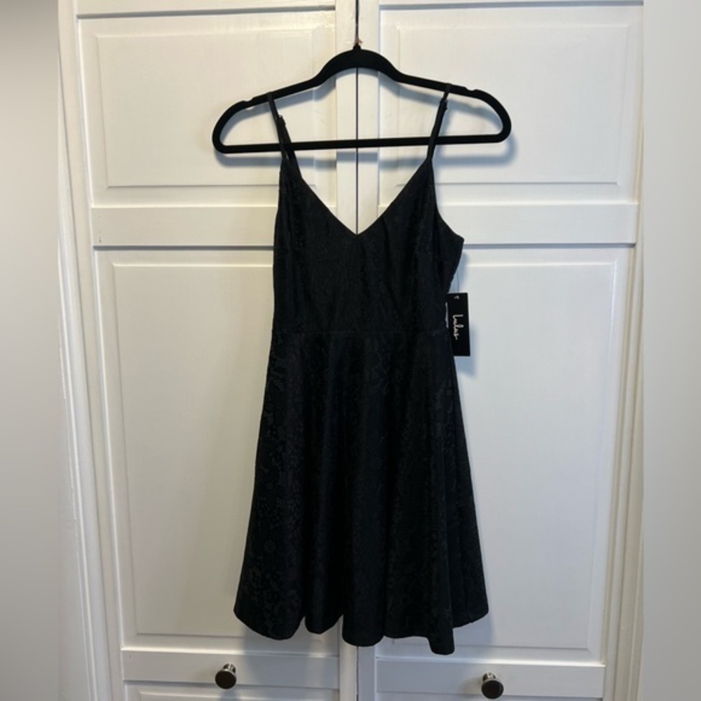 NWT Lulus Way With Words Black Lace Skater Dress Color Black Size XS